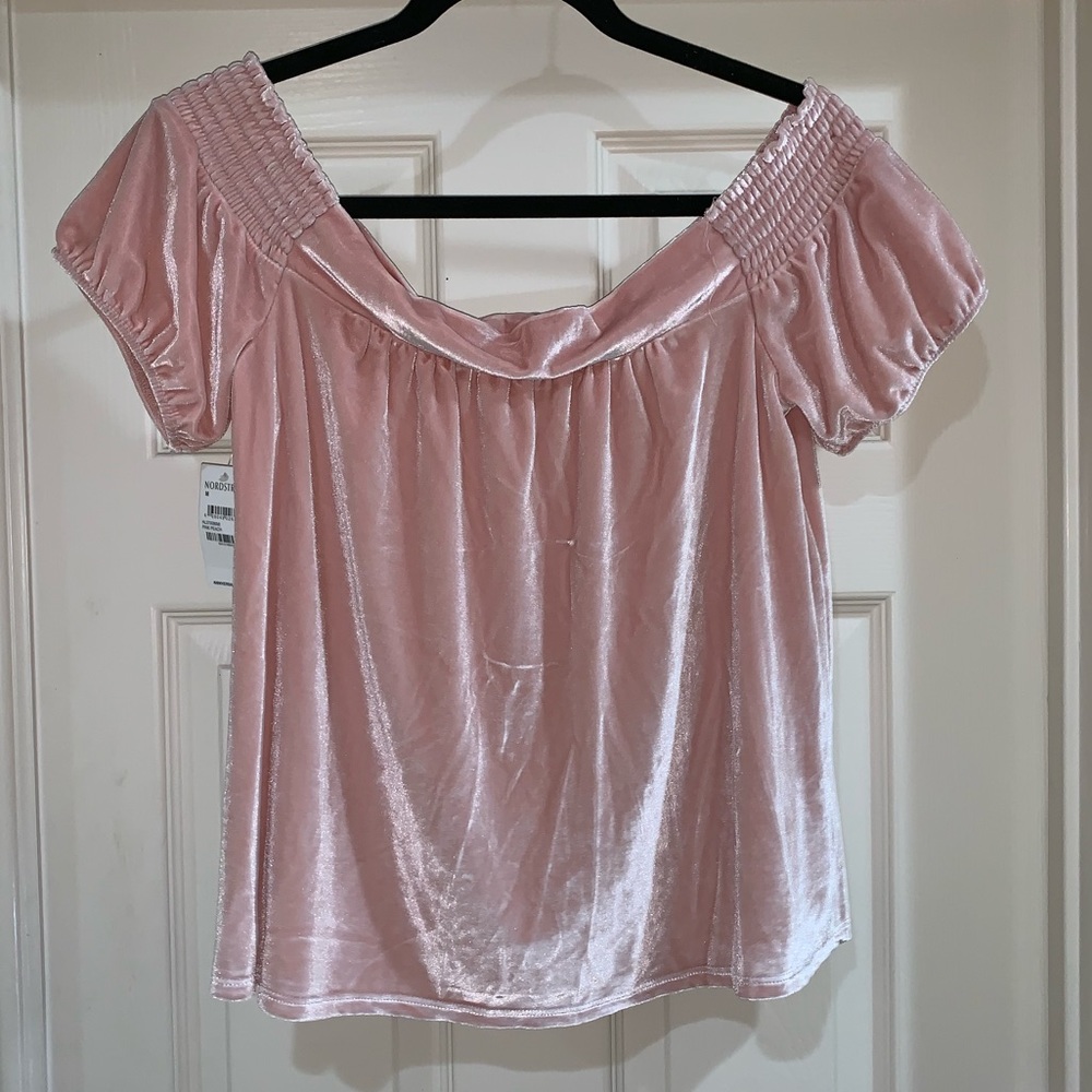 Hinge Off The Shoulder Velvet Top